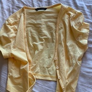 Yellow Cropped button up blouse